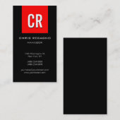 縦赤ストライプモノグラムブラック名刺 名刺 (正面/裏面)