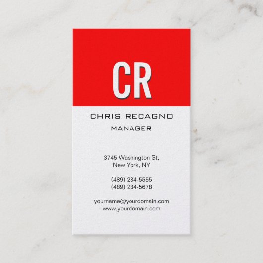 縦赤ストライプ真珠の名刺 名刺 (正面)