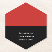 縦赤黒抽象芸術モダンスタイリッシュトレンディー ペーパーコースター (正面)