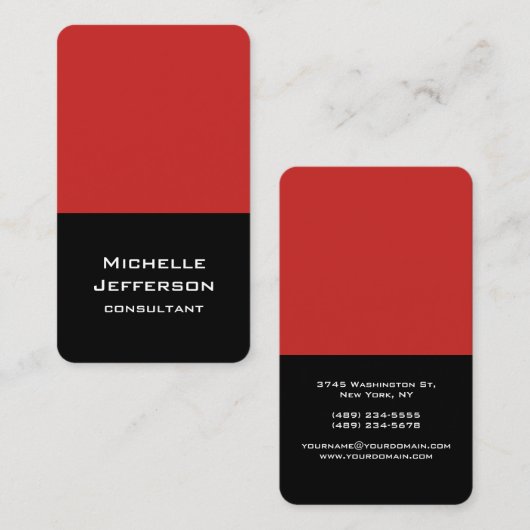 縦赤黒抽象芸術モダンスタイリッシュトレンディー 名刺 (正面/裏面)