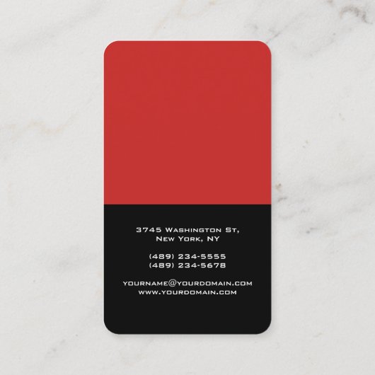 縦赤黒抽象芸術モダンスタイリッシュトレンディー 名刺 (裏面)