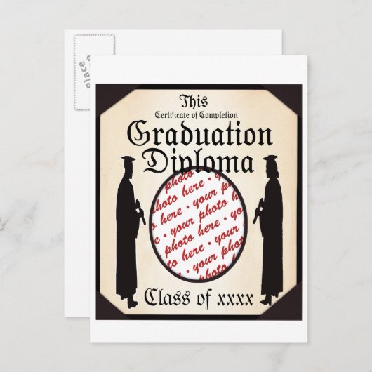 縦長卒業証書 – 卒業証書フォトフレーム 案内ポストカード (正面/裏面)