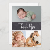縦長複数の写真チャックボードベビーシャワー サンキューカード (正面/裏面)