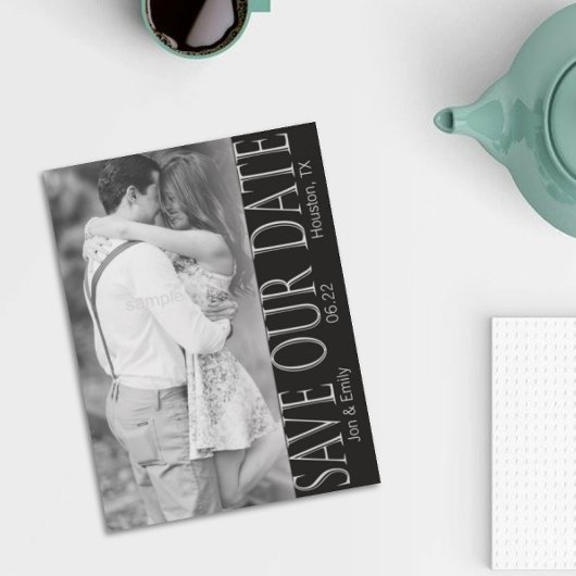 縦黒と白日付を保存5 x 7 案内状