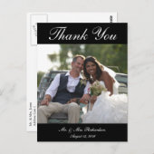 縦 ブラック＆ホワイト オーダーメイド ウェディング フォト サンクスカード ポストカード (正面/裏面)