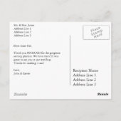 縦 ブラック＆ホワイト オーダーメイド ウェディング フォト サンクスカード ポストカード (裏面)