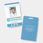 縦 LPN、ライセンス実務看護師、写真付き身分証明書 バッジ (正面＆裏面)