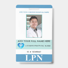 縦 LPN、ライセンス実務看護師、写真付き身分証明書 バッジ