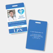 縦 LPN、ライセンス実務看護師、写真付き身分証明書 バッジ (正面&裏面)