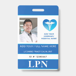 縦 LPN、ライセンス実務看護師、写真付き身分証明書 バッジ