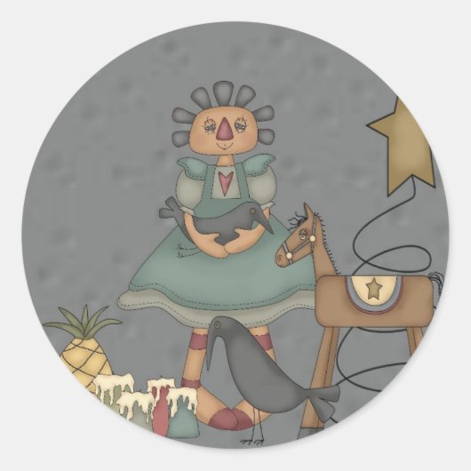 縫いぐるみ人形の初期のな馬のカラスの錫の星の蝋燭 ラウンドシール (正面)