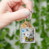 縫いぐるみ人形の子ネコおよび夏期休暇 キーホルダー (手)