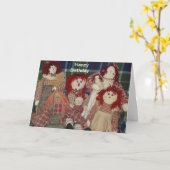 縫いぐるみ人形の挨拶状-誕生日 カード (黄色い花)