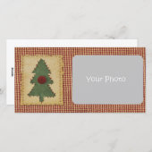 縫いクリスマスツリーカスタムクリスマスフォトカード シーズンカード (正面/裏面)