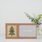 縫いクリスマスツリーカスタムクリスマスフォトカード シーズンカード (スタンド正面)