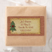 縫いクリスマスツリーホリデービジネスラベル ラベル (インサイチュ)
