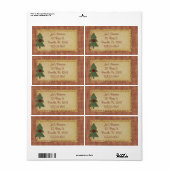 縫いクリスマスツリーホリデービジネスラベル ラベル (フルシート)