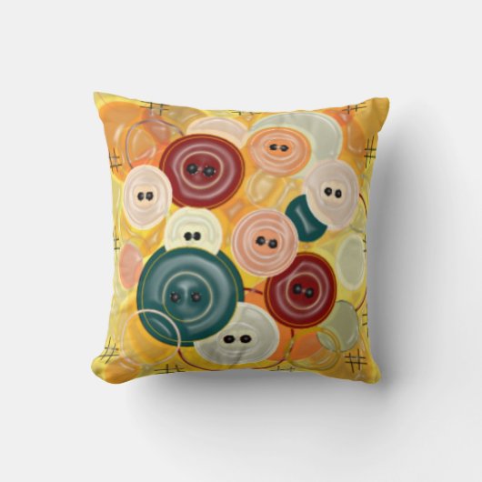 縫いボタン(ラップ)枕 クッション (正面)