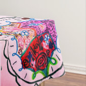 縫いルックカラーの花の蝶 テーブルクロス (インサイチュ)