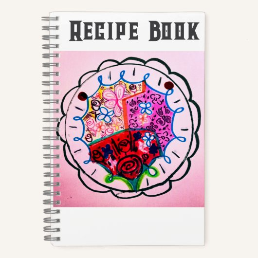 縫いルックカラーの花の蝶 ノートブック (正面)