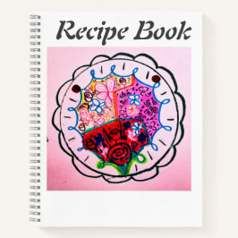 縫いルックカラーの花の蝶 ノートブック