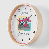 縫い取りヴィンテージ裁縫機パーソナライズされた、 壁時計 (傾斜)