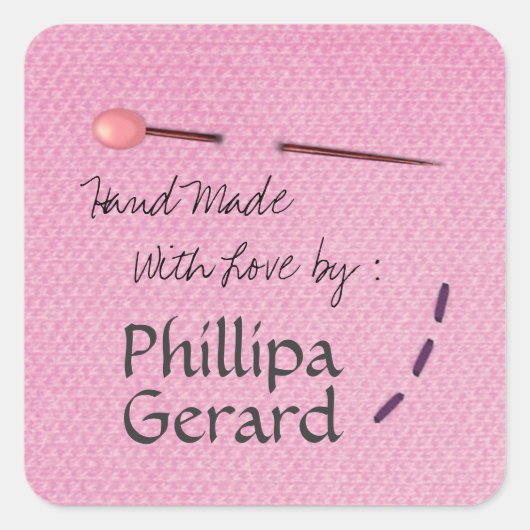 縫い手作りラブシューティングのラベルシール スクエアシール (正面)