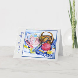 縫い準備、水色、7x5折り畳みカード シーズンカード