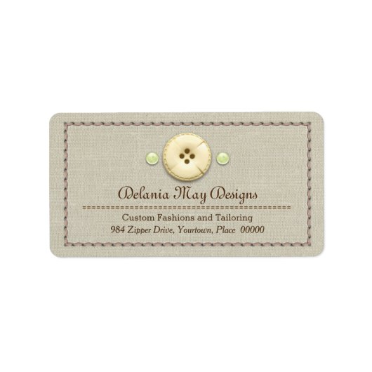 縫い目とボタンの仕立て縫い力 ラベル (正面)