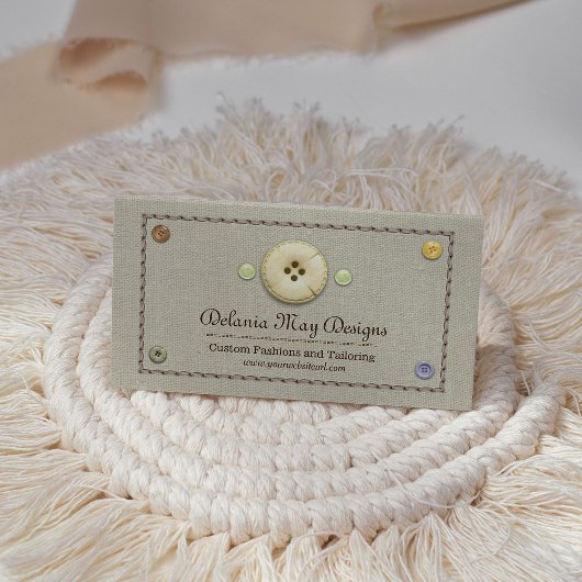 縫い目とボタンの仕立て縫い力 名刺