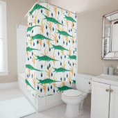 縫い目のないかわいいワニ。漫画の動物。 シャワーカーテン (インサイチュ)