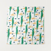 縫い目のないかわいいワニ。漫画の動物。 タペストリー (正面(横))