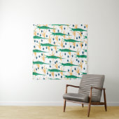 縫い目のないかわいいワニ。漫画の動物。 タペストリー (インサイチュ)