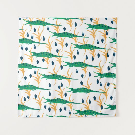 縫い目のないかわいいワニ。漫画の動物。 タペストリー (正面)