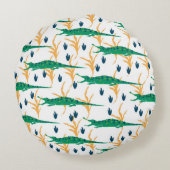 縫い目のないかわいいワニ。漫画の動物。 ラウンドクッション (裏面)