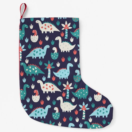 縫い目のないかわいい恐竜の模様 スモールクリスマスストッキング (正面)