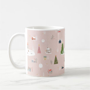 縫い目のないパターンかわいいクリスマスランドスケープ コーヒーマグカップ