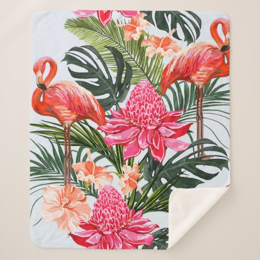 縫い目のないフローラの夏の背景 シェルパブランケット (正面)