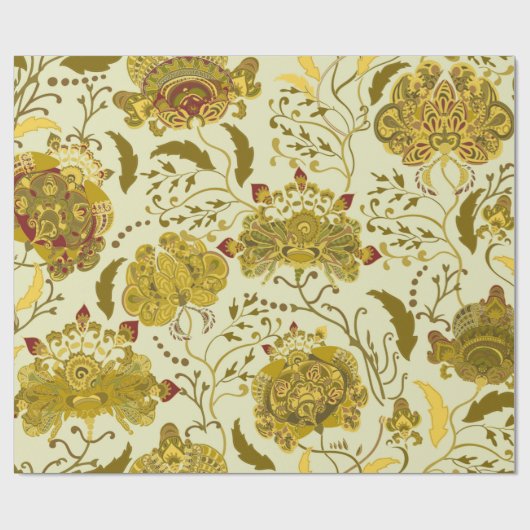 縫い目のない大きなインディアンペイズリーの花。トレン ラッピングペーパー (フラット)