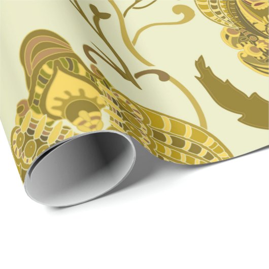 縫い目のない大きなインディアンペイズリーの花。トレン ラッピングペーパー (ロールコーナー)