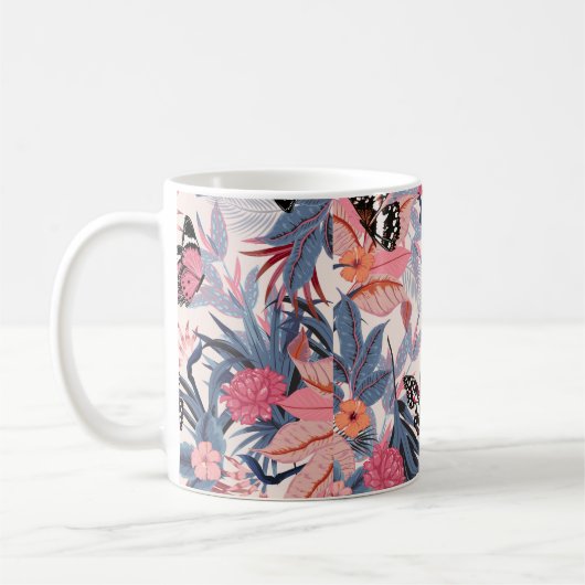 縫い目のない美し芸術的い明るい熱帯のパター コーヒーマグカップ (左)