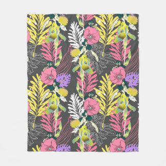 縫い目のな芸術的い花柄、美しい異方性 フリースブランケット