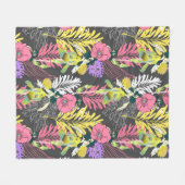 縫い目のな芸術的い花柄、美しい異方性 フリースブランケット (正面(横))