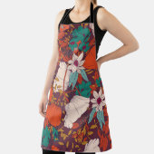 縫い目の無いデザイン、手描きの花付き エプロン (インサイチュ)