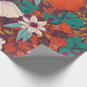 縫い目の無いデザイン、手描きの花付き ラッピングペーパー (角)