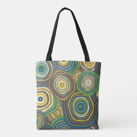 縫い目の無い模様で手描きの飾り丸 トートバッグ (裏面)