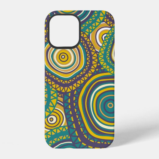 縫い目の無い模様で手描きの飾り丸 iPhoneケース (裏面)