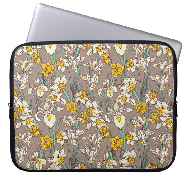 縫い目の無い模様で美しい虹彩とナルチス ラップトップスリーブ (正面)