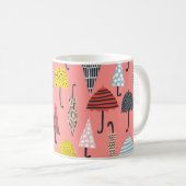 縫い目の無い模様(手描きのカラフル傘) コーヒーマグカップ (正面右)