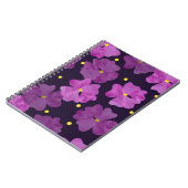 縫い目の無い紫の花模様。フローラ水色 ノートブック (左側)